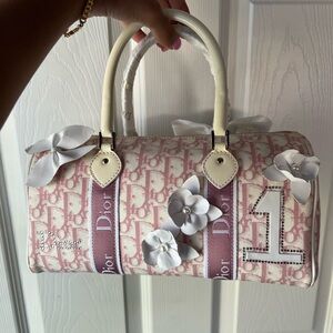 Dior Girly Boston Bag pink Monogram Dior trotter boston bag flower dior bag